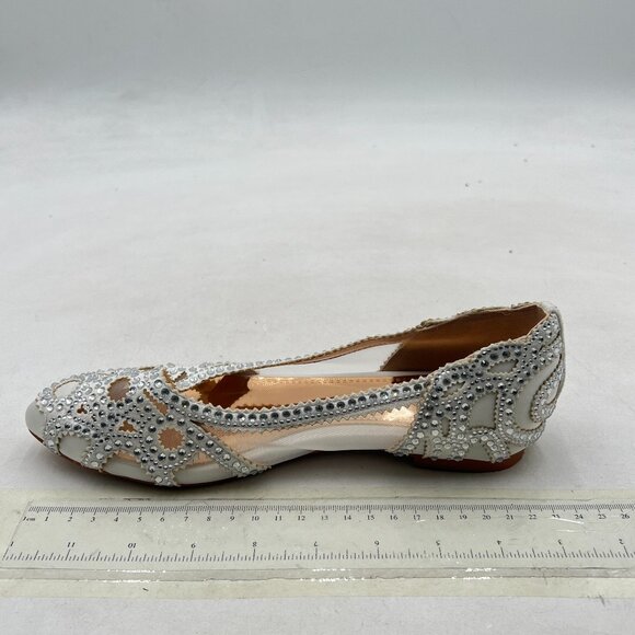 XYD White Pointed Toe Rhinestone Flats Mesh Slip-on Crystals Wedding Bride Shoes - Picture 2 of 8